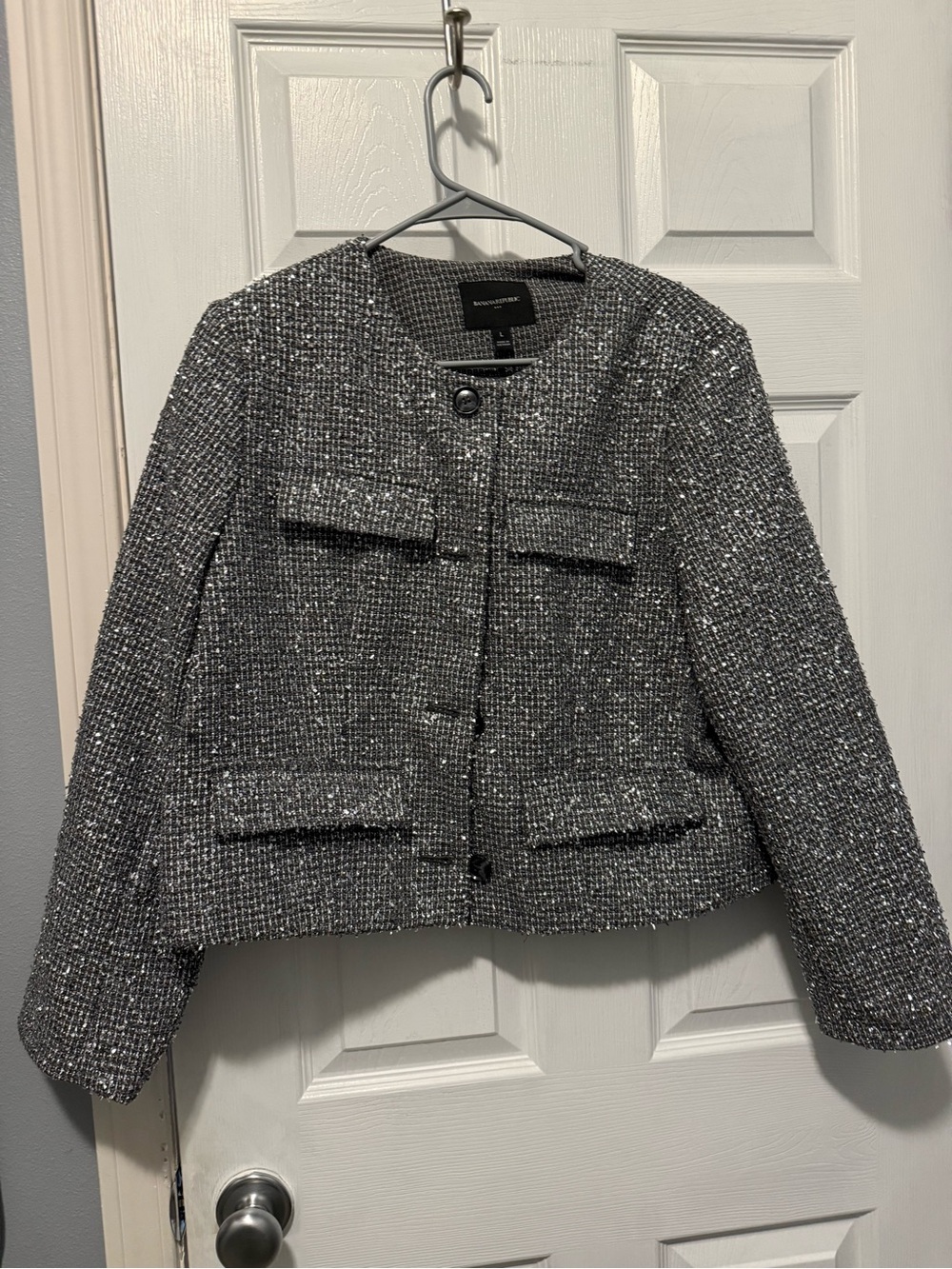Banana Republic Silver-Gray Tweed Cropped Blazer